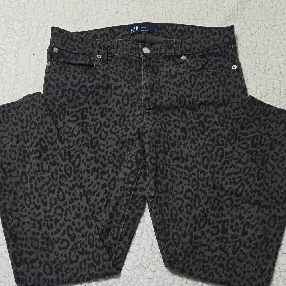 GAP Animal Print Jeans in Black and Gray